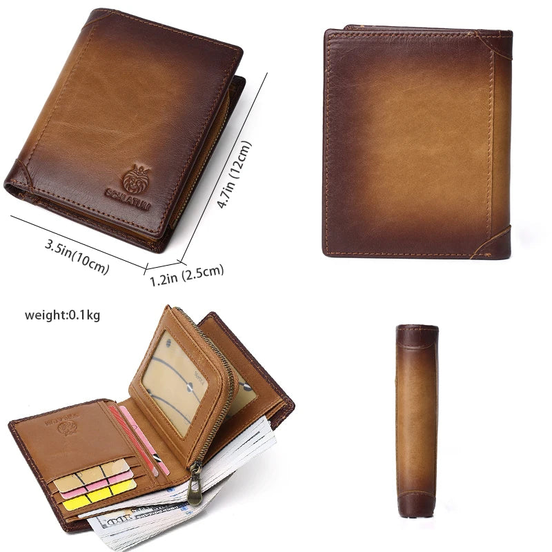 Engraved Name Wallet Men's Leather Short Wallet Personalized Father's Gift