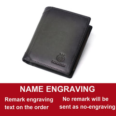 Engraved Name Wallet Men's Leather Short Wallet Personalized Father's Gift