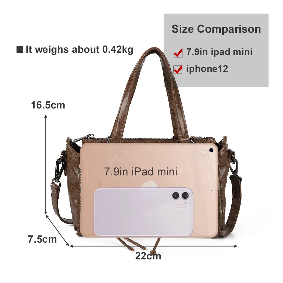 SCOFY Vintage Mini Tote Bag for Women High PU Leather