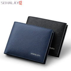 SEMALAYA Cowhide Purse 100% Leather Men Wallet Office Male Wallet