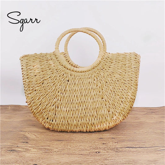 Summer Straw Handbag Famous Brand Beach Shoulder Bag