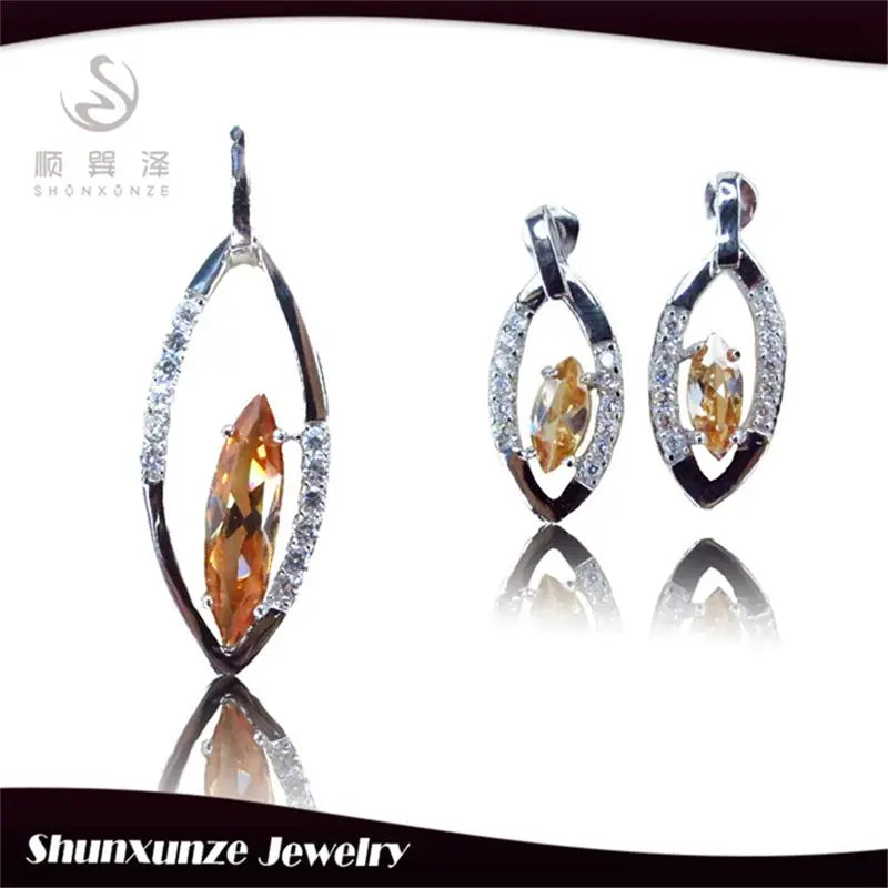 Pink Peridot Morganite CZ Rhodium Plated Wedding Jewelry Set