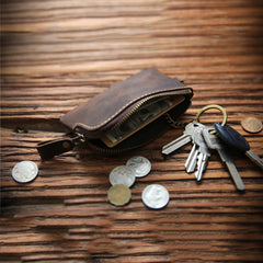Leather Key Wallet For Men Real Cowhide Vintage Small Key Bag
