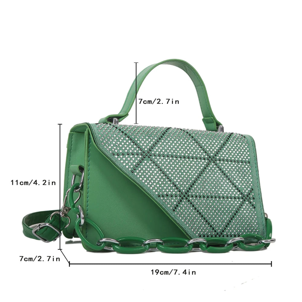 YK2 Diamond Patchwork Crossbody Bag for Women Small Flap Bag
