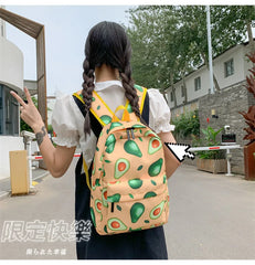Avocado Pattern Canvas Women Bag Ladies Backpack Large Capacity