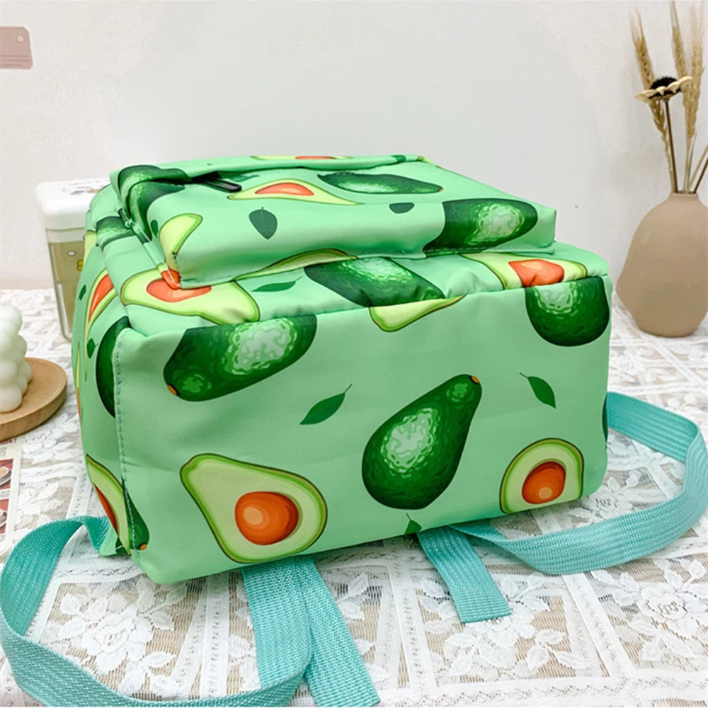 Avocado Pattern Canvas Women Bag Ladies Backpack Large Capacity