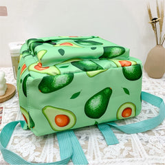 Avocado Pattern Canvas Women Bag Ladies Backpack Large Capacity