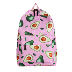Avocado Pattern Canvas Women Bag Ladies Backpack Large Capacity