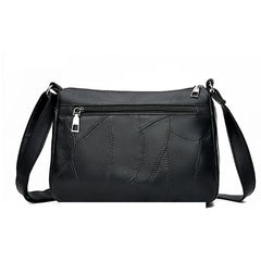 Women Messenger Bag Washed PU Leather Shoulder Bag Casual Square Bag