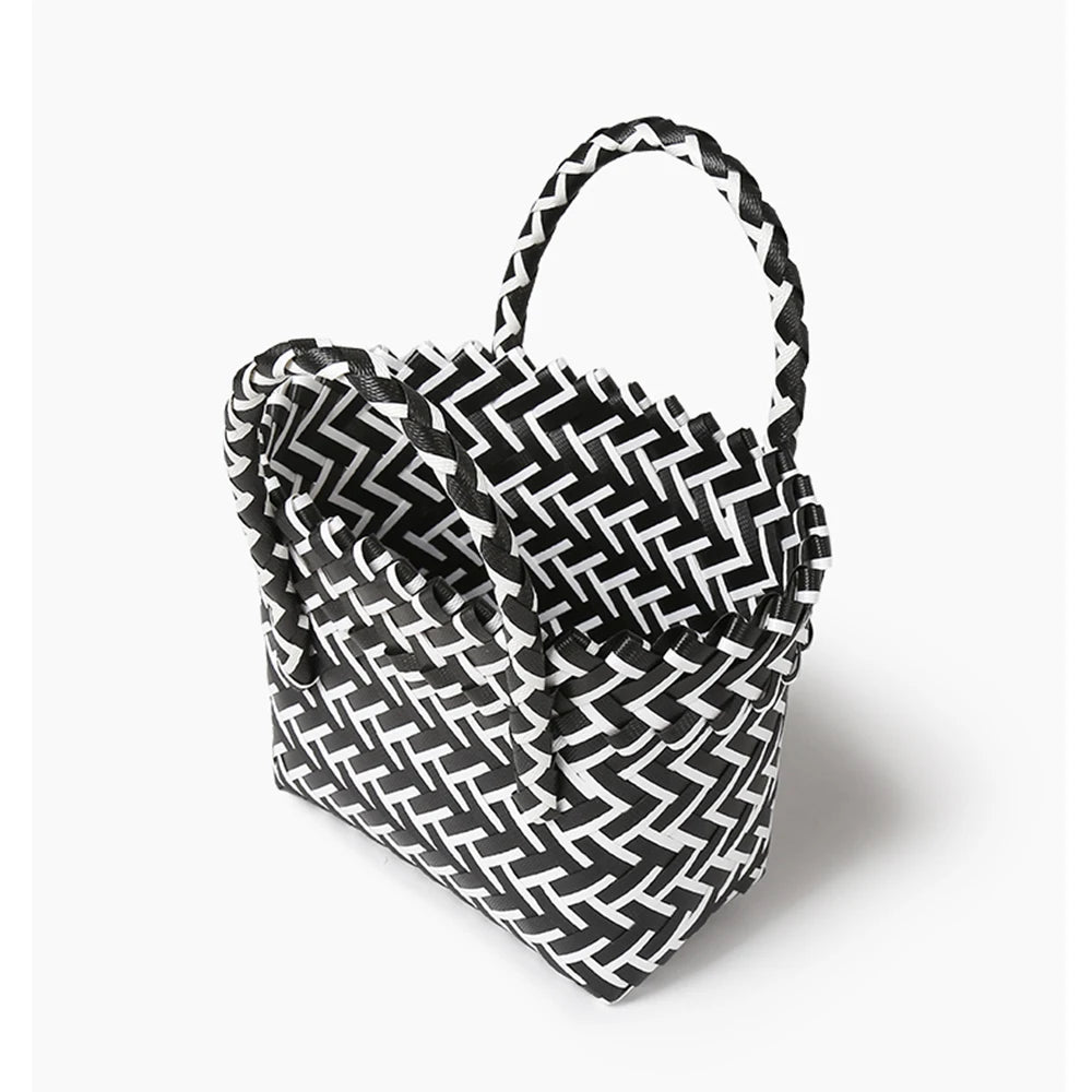 PVC Women Bucket Bag Canday Small Woven Handbag