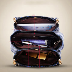 Crocodile Leather Shoulder Bag Large Capacity