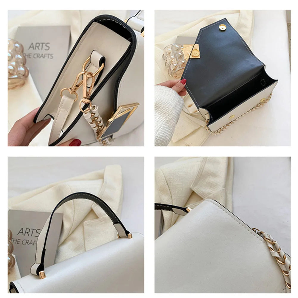 Women's Flap Crossbody Bag with Chains Shoulder Strap