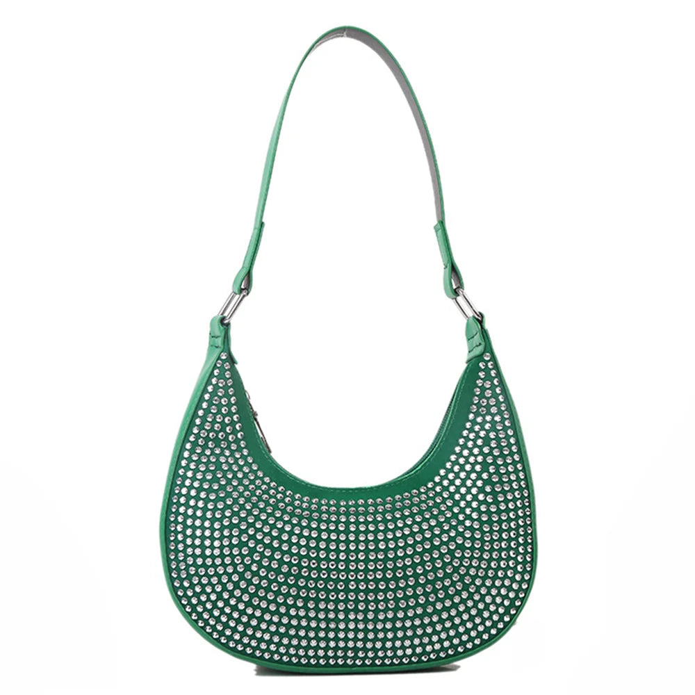 Women's Crossbody Bag Underarm Bag with Diamonds