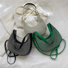 Women's Crossbody Bag Underarm Bag with Diamonds