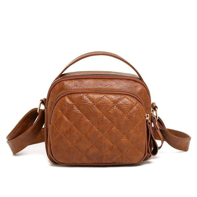 Women's Soft Leather Shoulder Bag Double-layer Large-capacity Crossbody Bag