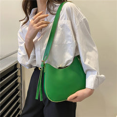 Half-Moon Small Shoulder Underarm Bag High-quality PU Leather Handbag Tote