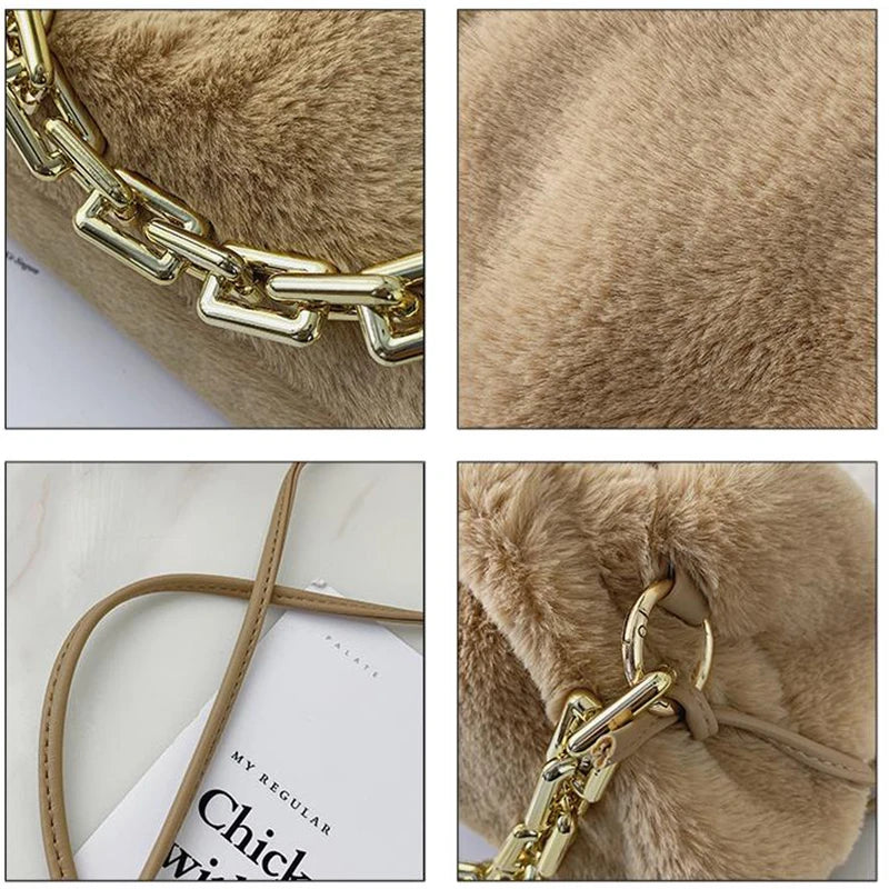Plush One-Shoulder Messenger Bag Chain Handbag