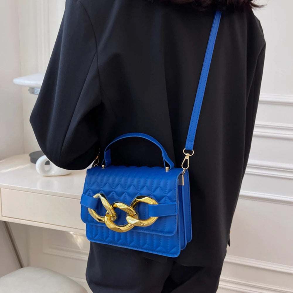 Thick Chains Plaid Shoulder Bag Casual Crossbody Bag