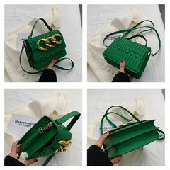 Thick Chains Plaid Shoulder Bag Casual Crossbody Bag