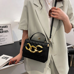 Thick Chains Plaid Shoulder Bag Casual Crossbody Bag