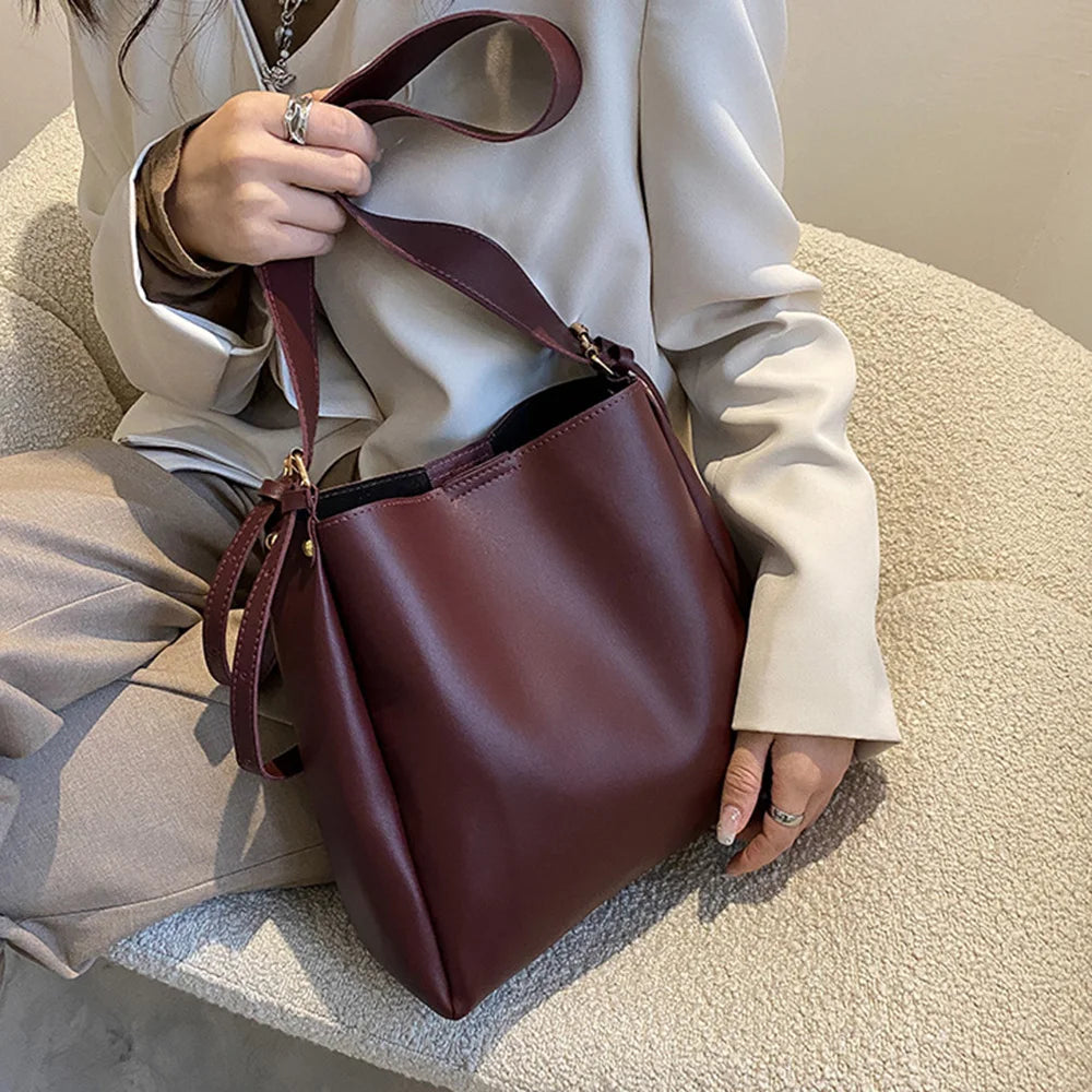 Women's Large Capacity Shoulder Bag Set PU Leather Handbags