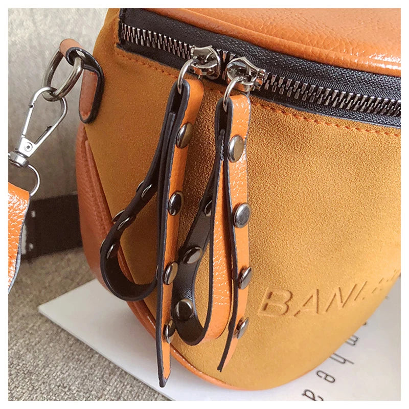 Small Messenger Bag Women's Crossbody Tote Semicircle Saddle Handbag
