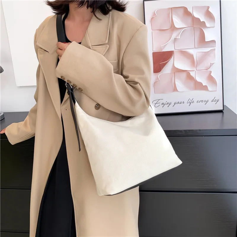 Canvas Casual Solid Women's Tote Bag Large Capacity Handbag