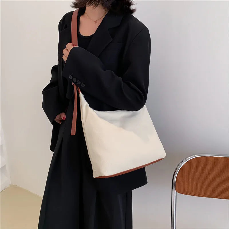 Canvas Casual Solid Women's Tote Bag Large Capacity Handbag