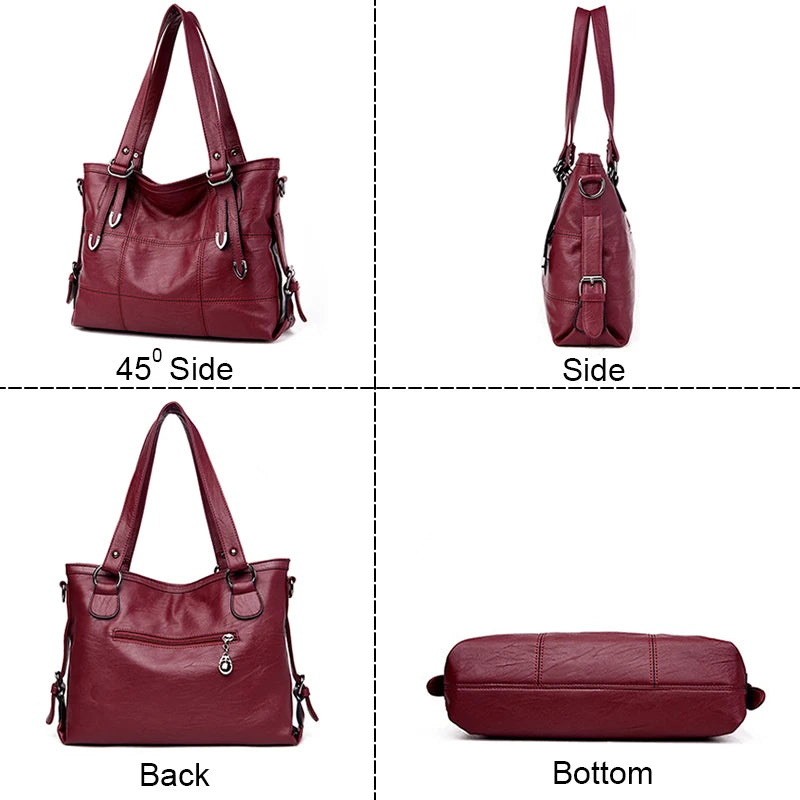 Soft PU Leather Women's Shoulder Bag Crossbody Top-Handle Bolsa