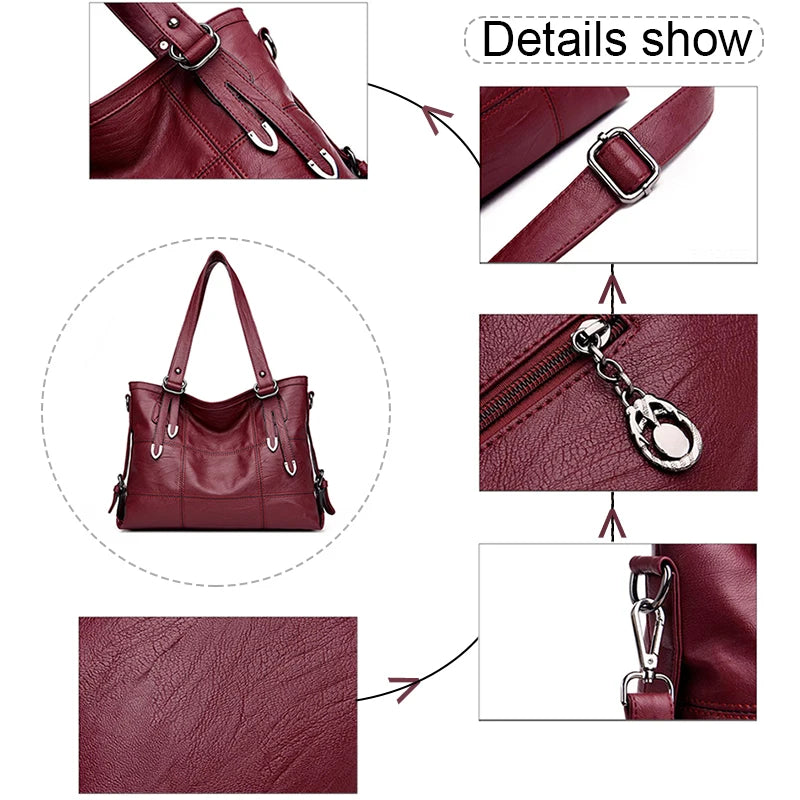 Soft PU Leather Women's Shoulder Bag Crossbody Top-Handle Bolsa