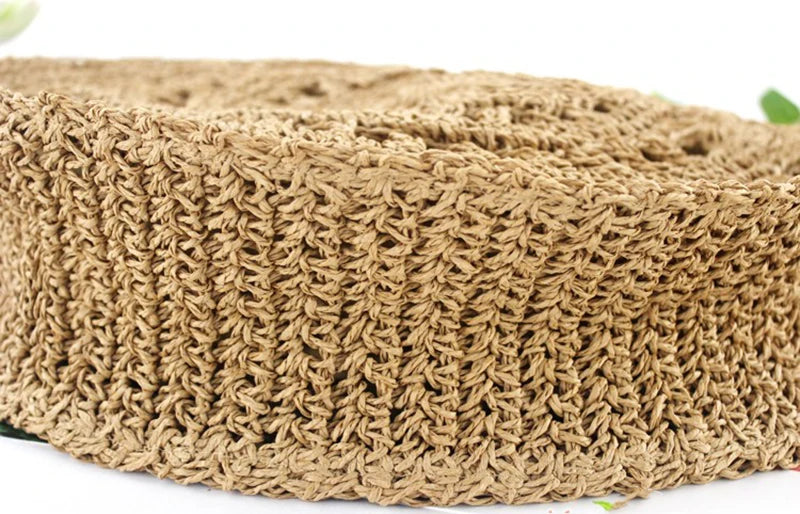 Womens Straw Hand-woven Round Shoulder Bag Bohemian Summer Straw Beach Bag