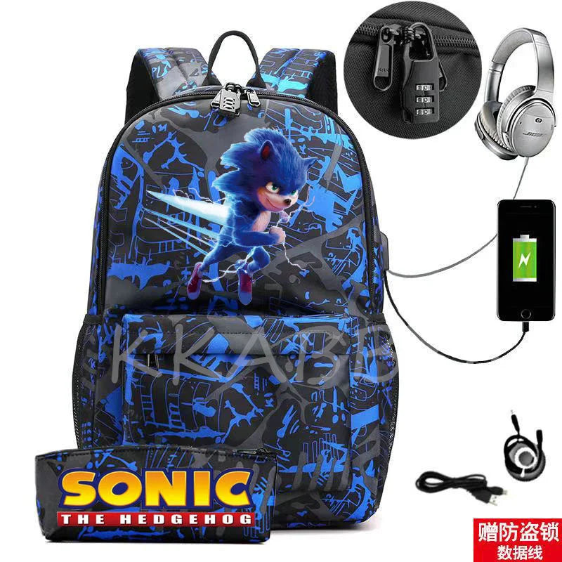 Canvas Backpack Teenager Boys Girls USB Charge School Bag Mochila Gift
