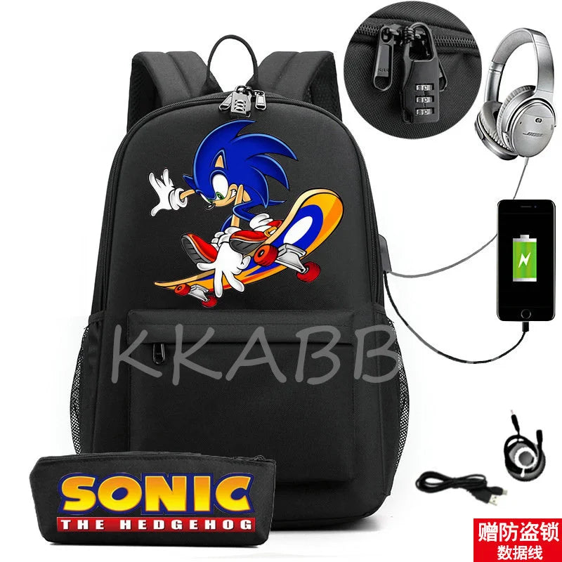 Kids Backpack Set Canvas Schoolbag 2pcs + Pencil Case
