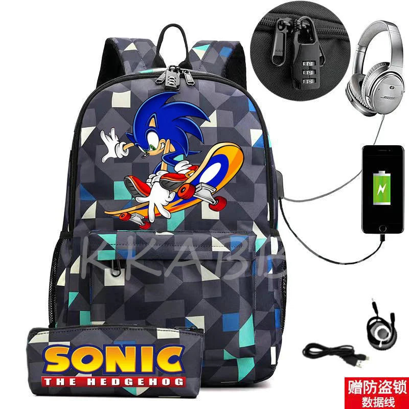 Kids Backpack Set Canvas Schoolbag 2pcs + Pencil Case