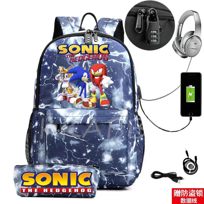 Canvas Laptop Backpack USB Waterproof Rucksack
