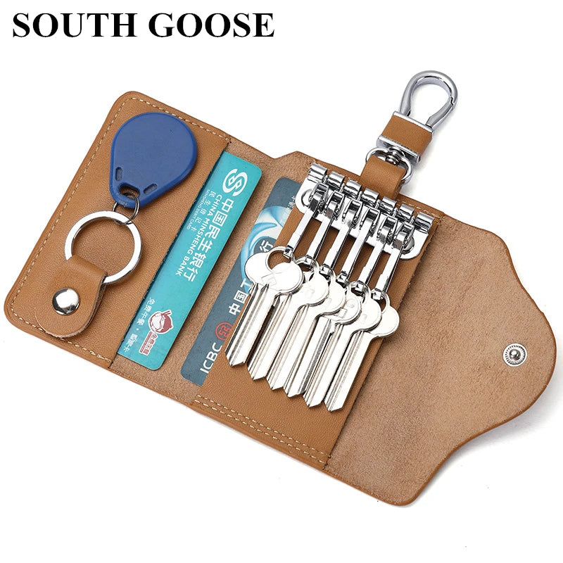 SOUTH GOOSE Leather Retro Key Holders Organizer Bag
