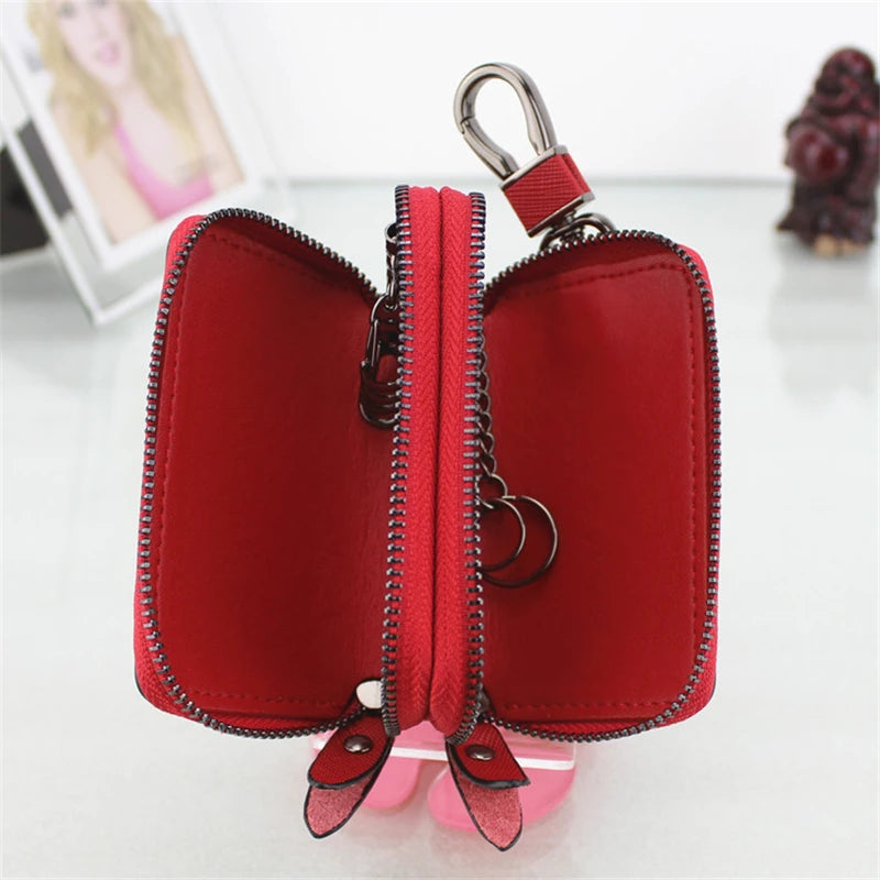 Double Zip Key Wallet Organizer for Men and Women