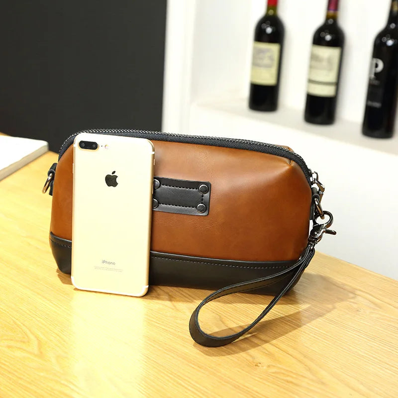 Men Wallet Long Zipper Clutch Handy Bag High PU Leather Purse