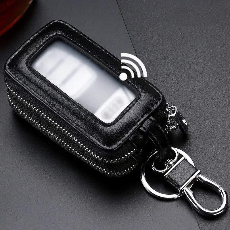 Double Zipper Leather Key Wallet Men & Women