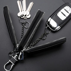 Double Zipper Leather Key Wallet Men & Women