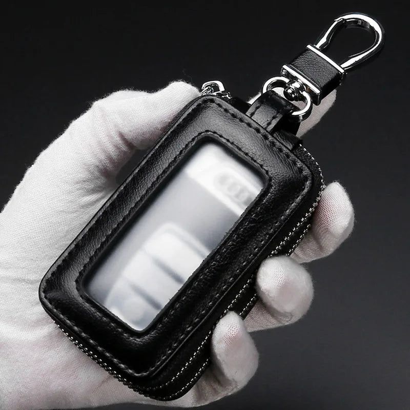 Double Zipper Leather Key Wallet Men & Women