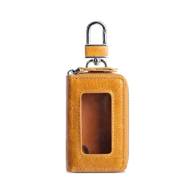 Leather Key Wallet Organizer Zipper Key Case Pouch