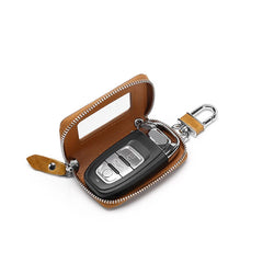 Leather Key Wallet Organizer Zipper Key Case Pouch