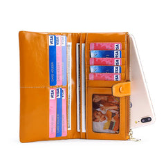RFID Anti-Theft Leather Clutch Wallet for Men and Women