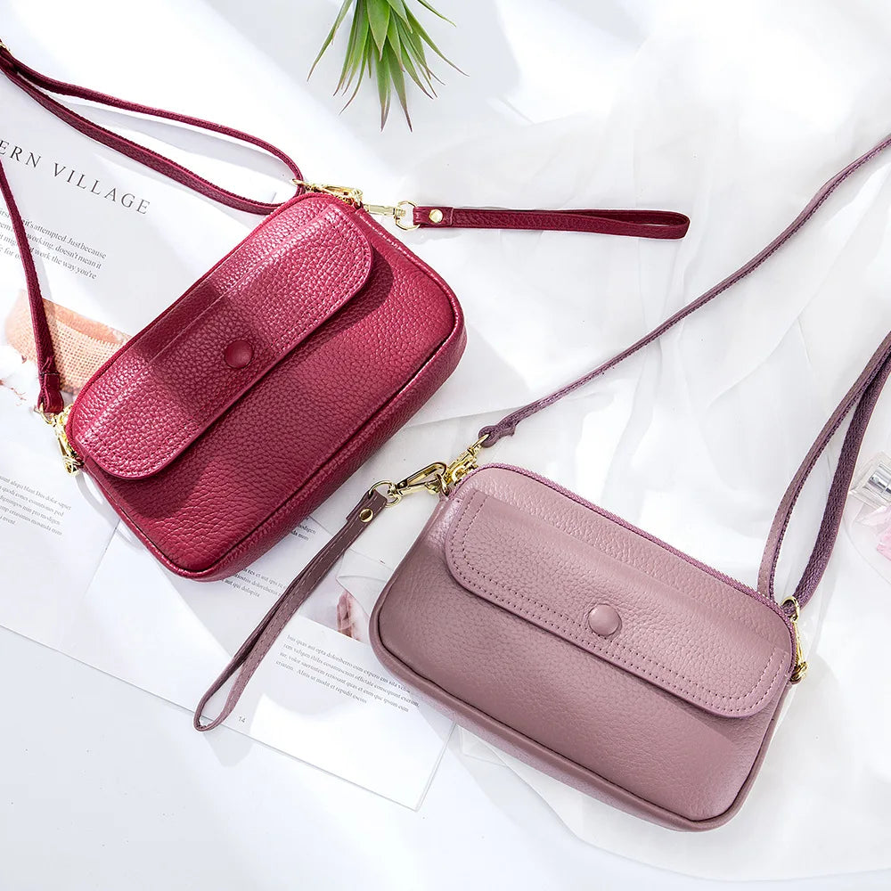Leather Women Shoulder Bag Messenger Bag High Female Small Flap Bag