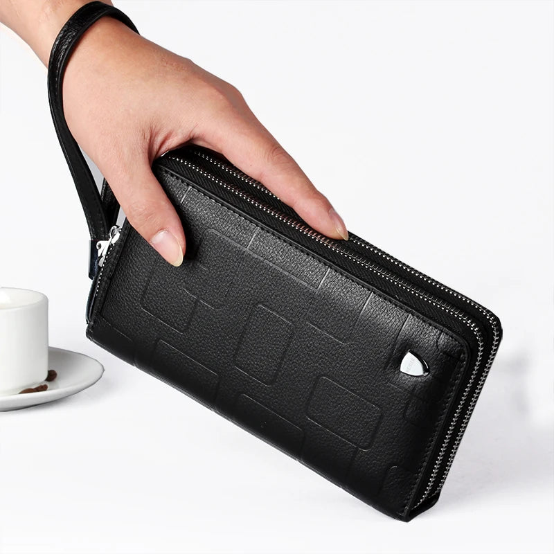 Men's Classic Leather Clutch Wallet Large Capacity Purse
