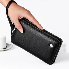Men's Classic Leather Clutch Wallet Large Capacity Purse