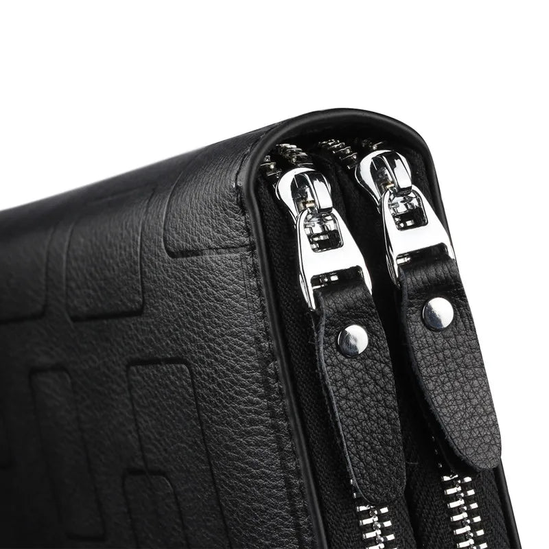 Men's Classic Leather Clutch Wallet Large Capacity Purse