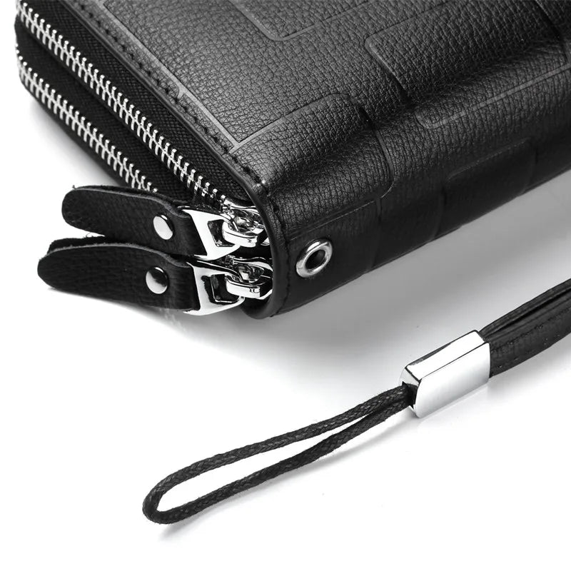 Men's Classic Leather Clutch Wallet Large Capacity Purse