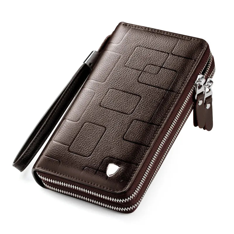 Men's Classic Leather Clutch Wallet Large Capacity Purse